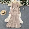 Lazy wind casual high-end sense hollow crochet knitted dress women's inner suspender bottom skirt two-piece set