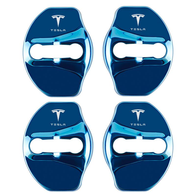IASD9 4PCS Car Door Lock Protective Covers Stainless Steel Door Lock Cover For Tesla Model Y Model 3 2017-2023 / MODEL3 Highland 2024
