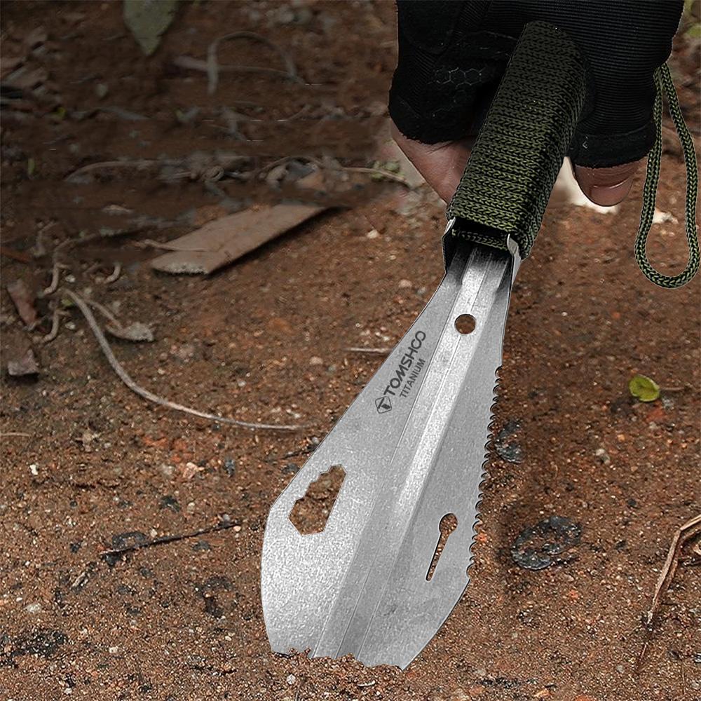 Campingschaufel Ti Mehrzweck-Wanderschaufel mit Überlebensseil Leichtgewichtig tragbar für Camping