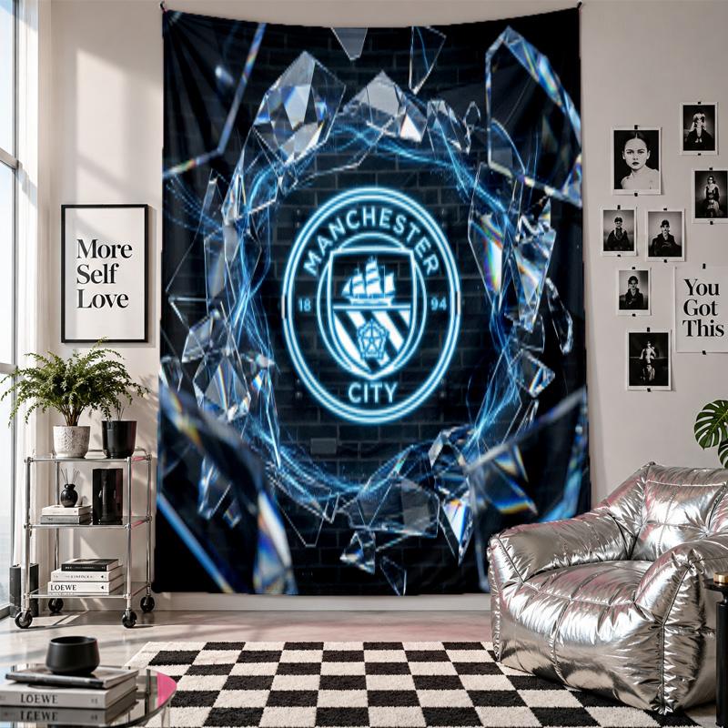 Tapeçaria de Parede do Manchester City Decoração de Casa Pano para Pendurar na Parede para Quarto Sala de Estar Fundo