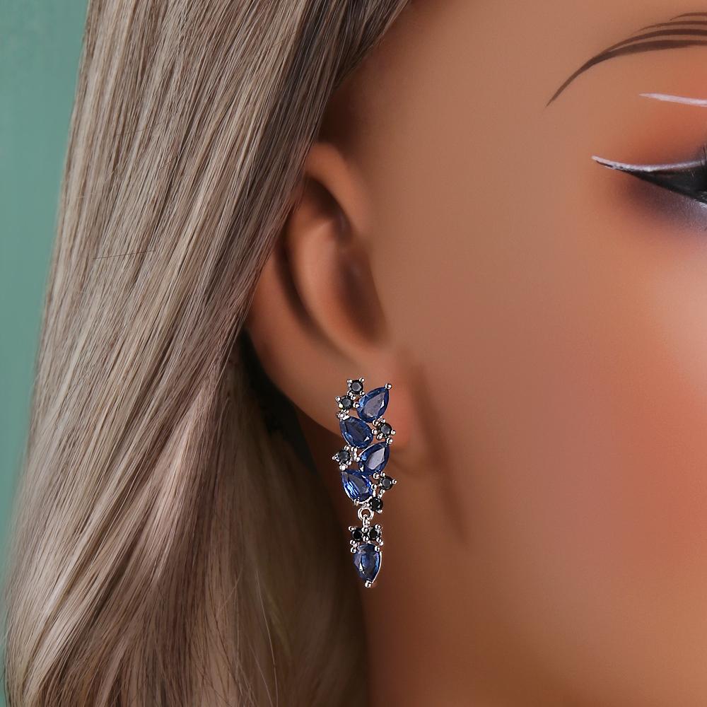 Romantic Natural Kyanite Earrings Pear 4*6mm Real Gemstone 925 Sterling Silver Luxury Fine Jewelry for Women's Anniversary Gifts