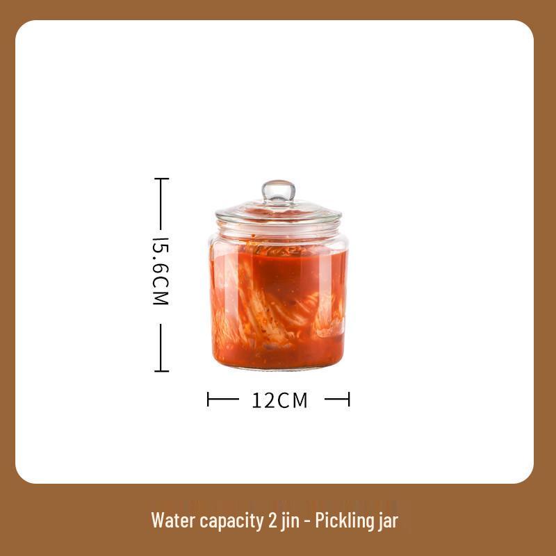 Glass Food-Grade Kimchi Jar for Pickling, Sauerkraut, and Vegetables - Wide-Mouth, Thickened Glass, Sealed for Home Use