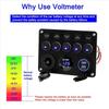 Dual USB Socket 5 Gang Switch Panel Red/Green/Blue Lights LED Voltmeter Power Outlet  Boat