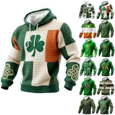 Męski Irlandzki Codzienny Graficzny Sweter Rozpinany Codzienna Koszula Strój Świąteczny