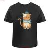 Katze Mit Schal Mütze T-Shirt 100% Baumwolle S 2XL TA042508 vintage Gewaschen Mann Leicht Unisex Atmungsaktives Oberteil Für Den Alltag