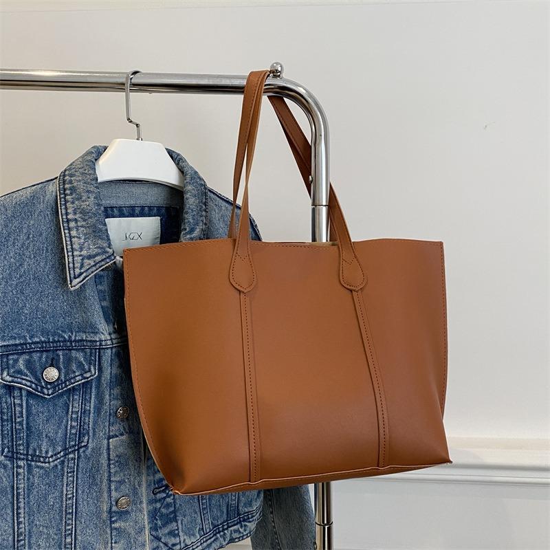 Fashion Splicing Portable Shoulder Bag Women's Autumn and Winter New Simple Solid Color Underarm Bag Versatile Tote Bag