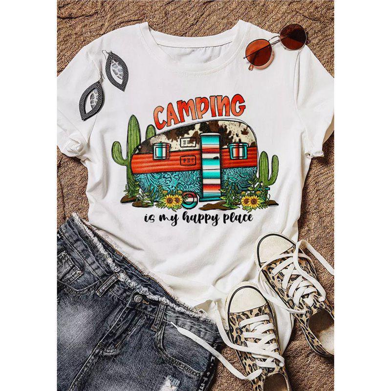 

Trendy Retro Western Women s Short-Sleeve T-Shirt for Spring/Summer Medium