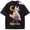 Summer My Hero Academia Mirko Wash Cotton Tshirt Men Women Loose T-shirts Vintage Casual Cotton Tee Harajuku Washed Tshirt