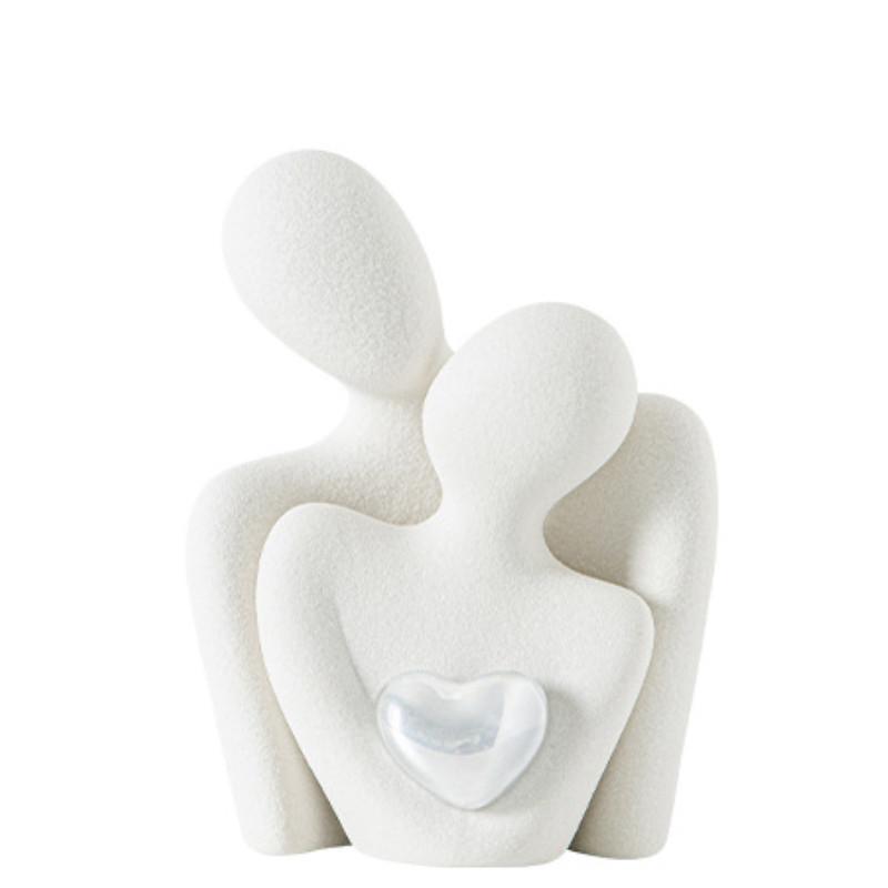 Couple Hug Ceramic Love Statue Mini Hugging Sculpture Romantic Figurine Lover