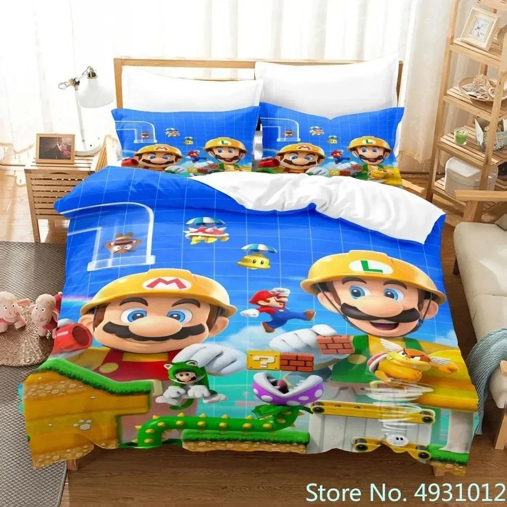 Pościel Super Mario Luigi Yoshi Toad Jumpman Anime 3D Poszewka na kołdrę Dla dziecka Dzieci Młodzież Dorosłych Tekstylia domowe Poszewka na kołdrę