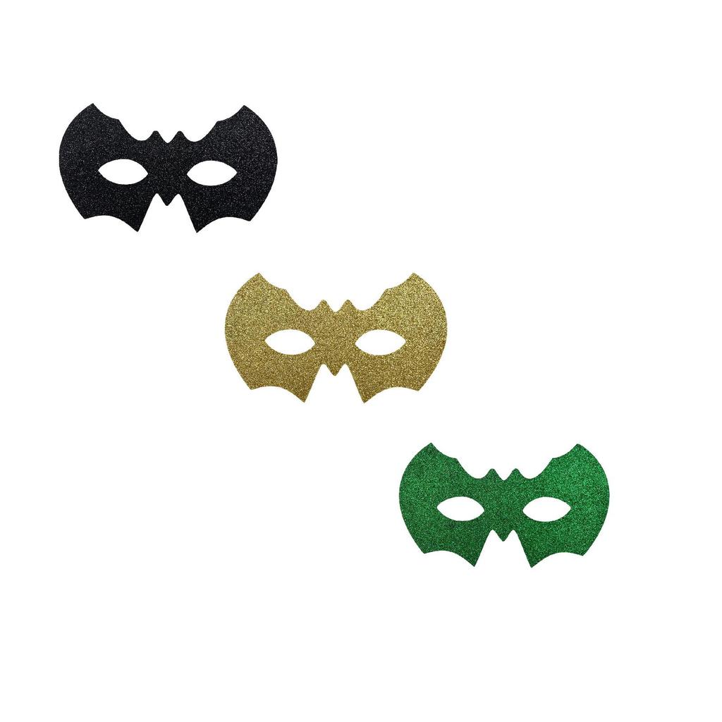 Halloween Glitter Half Face for Costume Party - 3 Pack Assorted Colors