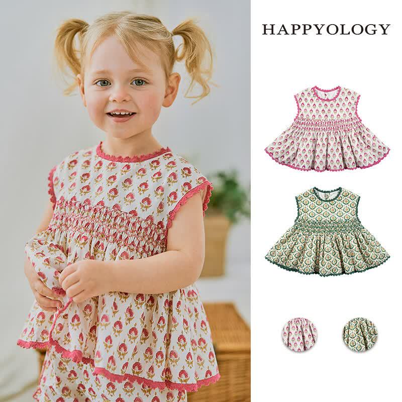 Happyology Girls  Floral Smocked Cotton Blouse 18M