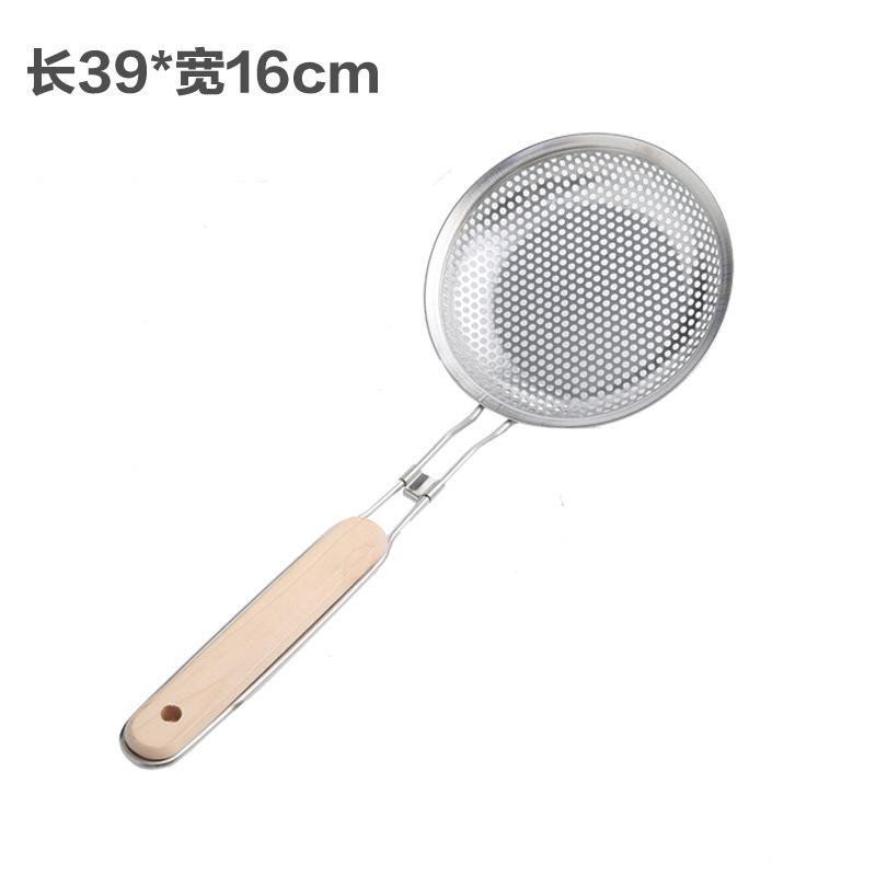 Household Items Kitchen Supplies Stainless Steel Slotted Spoon Frying Hole Scoop Wooden Handle Filter Mesh Leakage