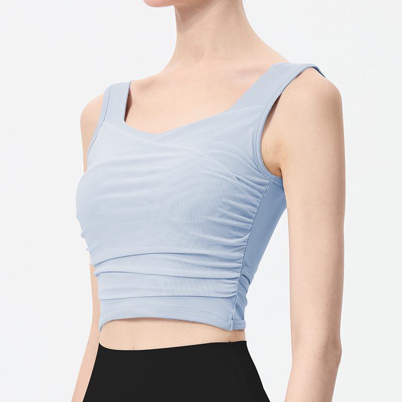 Damen High-Impact Mesh Sport-Tanktop mit integrierten Cups - Frühling/Sommer Yoga- & Lauf-Top