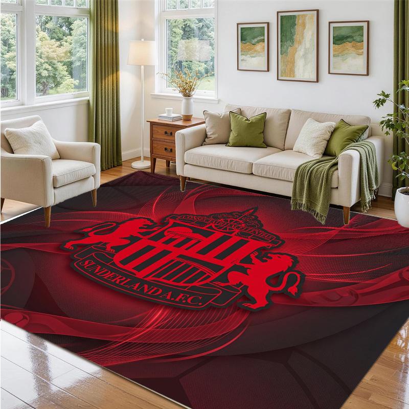 Sunderland Football Design Crystal Velvet Rug Soft Decorative Mat for Bedroom Entrance