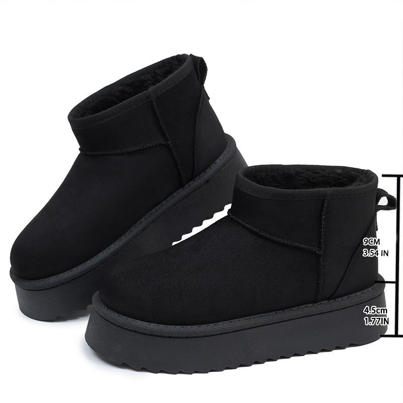 Fleece snow boots women's thick-soled winter new short boots thickened non-slip fluffy shoes cotton boots