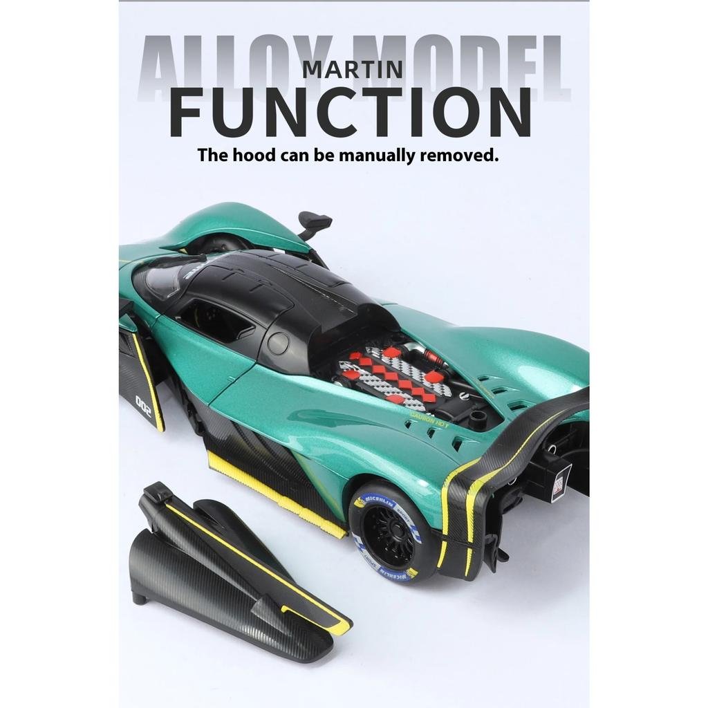 1/24 Martin Valkyrie Model Toy Cars Alloy Diecast Sound Light Doors Opened Pull Back Shock Absorption Toy Vehicles Kids Gifts