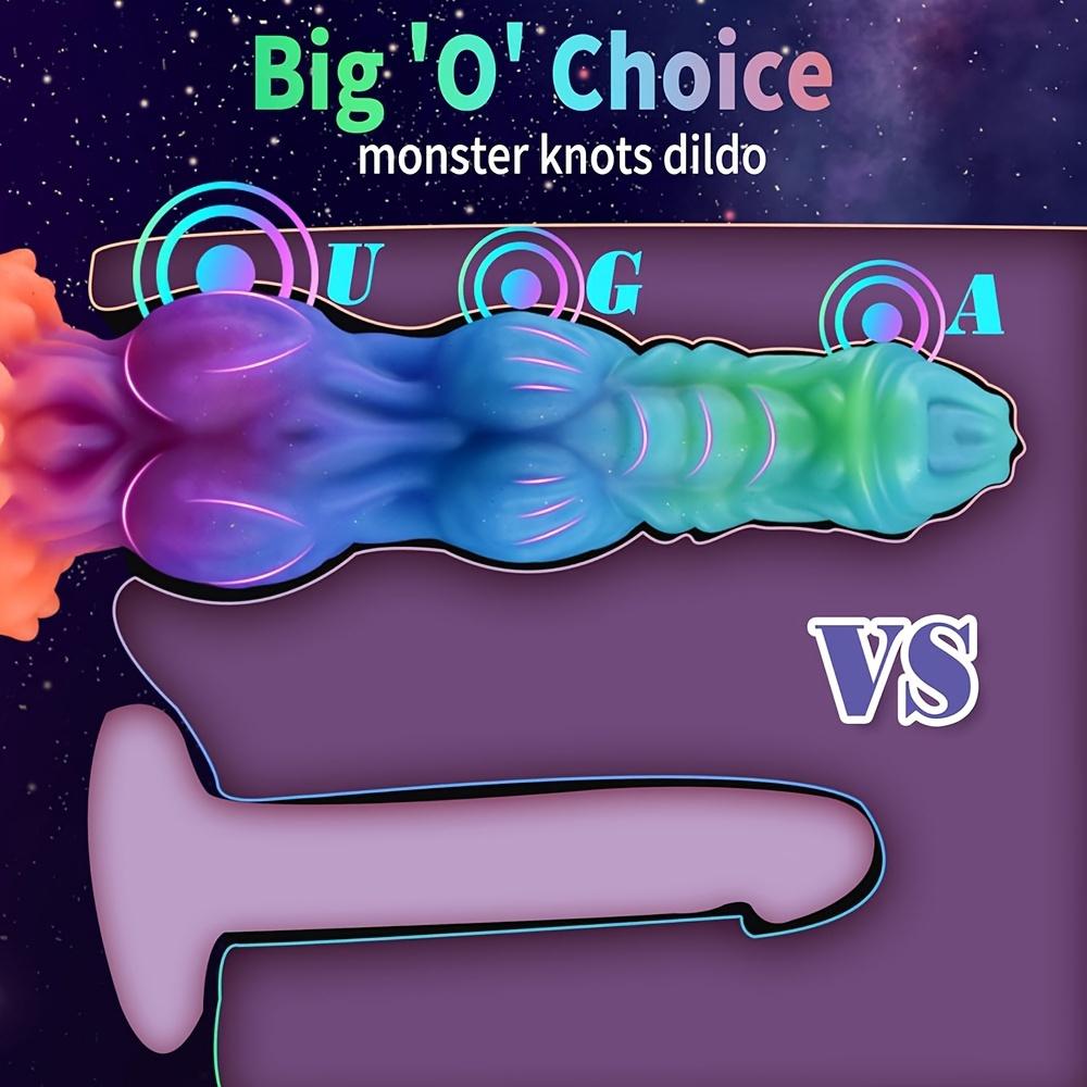 9.6" Glow-in-the-Dark Fantasy Dragon Silicone Dildo, Ultra Soft Liquid Silicone, Dual Knot Texture, Strong Suction Cup, Premium Fantasy Collection