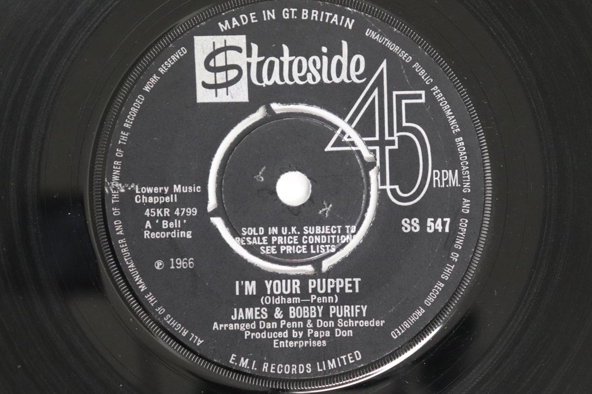 

7-дюймовая пластинка JAMES & BOBBY PURIFY - I m Your Puppet SS547 Stateside 1966 UK Соул/Фанк Б/У