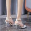 High Heels Pointed Toe Ladies Shoes Korea Designer Original Daily 2025 Trending New Breathable Fashion Comfort Women's Sandals