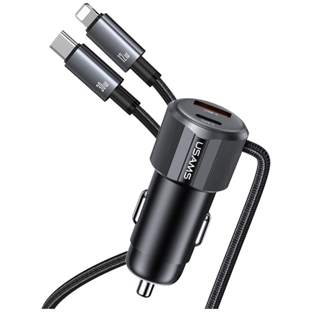 Ładowarka samochodowa 66W USAMS 1xUSB-A 1xUSB-C Tarnish