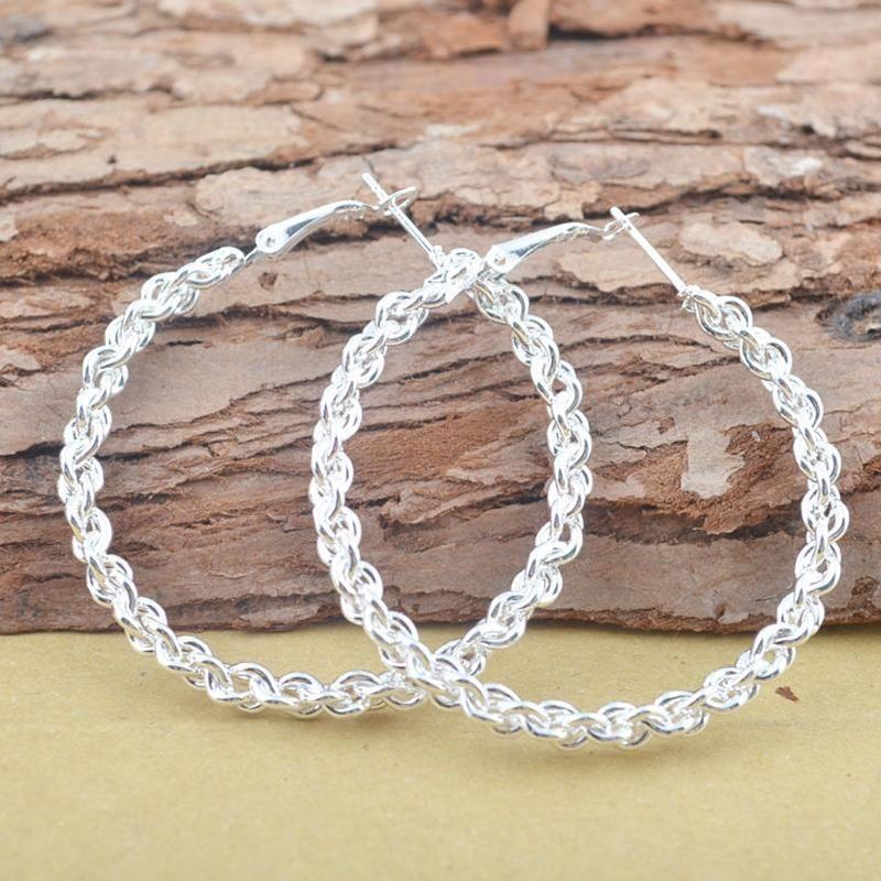 

Роскошные женские ювелирные изделия серебряного цвета, круглые серьги-кольца серебряный