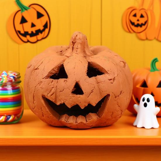 Handcrafted Pumpkin Statue Hand-Carved Resin Pumpkin Figurine Halloween Tabletop Ornament for Home Party Decor