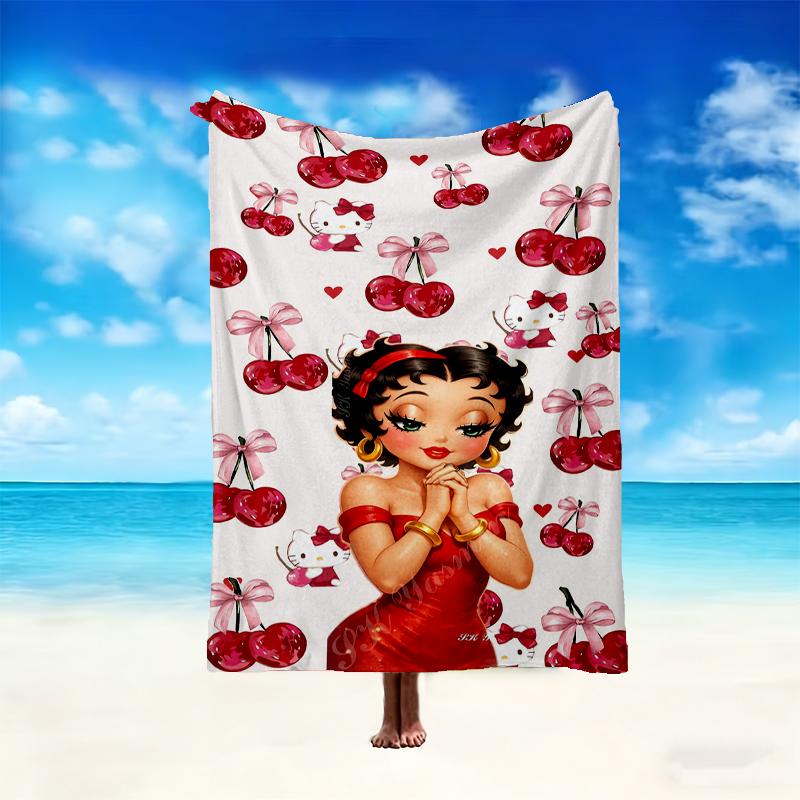 1pc Comfortable Home Print Throw Blanket, Betty Boop Blanket For Bed and Sofa Use, Special Present For Family