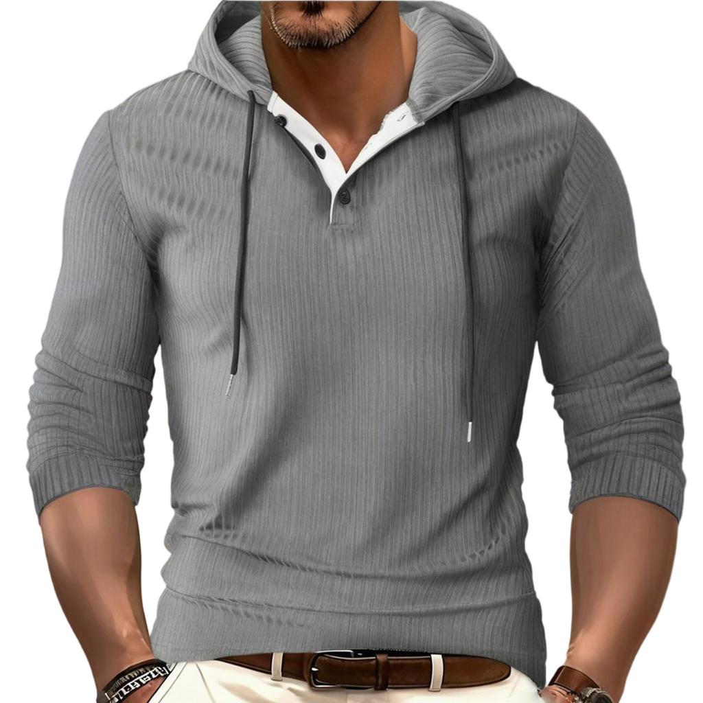 Men's Solid Color Stand Collar Button Sweatshirt Hoodie Men's Sports Large Size Casual Sweatshirt