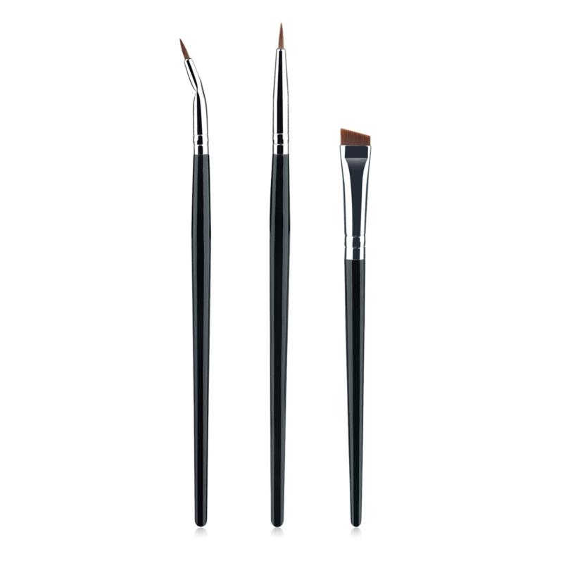 3pcs Fine Tip Angled Eyeliners Brushes With Wood Handle Makeup Brush For Detailed Looks Suitable For Various Occasion