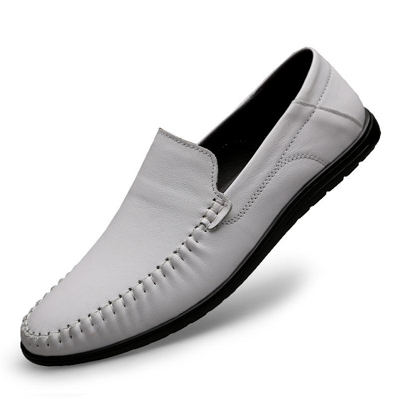 

Мужские повседневные кожаные туфли с круглым носком, мужские повседневные туфли-слипоны, дышащие, на плоском каблуке, с мелким вырезом 39