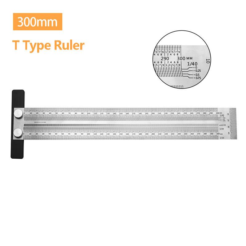 High Precision T Type Woodworking Scribing Ruler Stainless Steel Hole Line Gauge Portable for Outdoor Woodworking Jobs