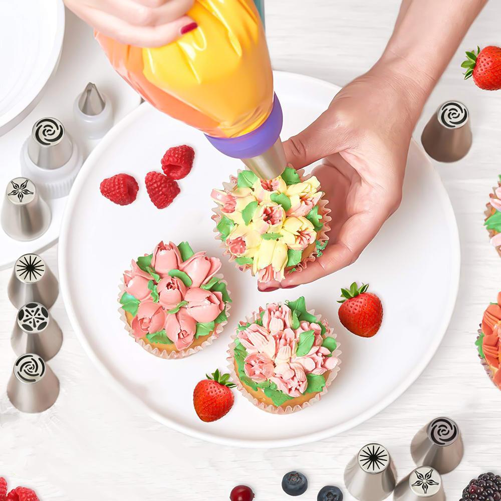 7/11pcs Cream Pastry Decorating Tips Set Stainless Steel Russian Tulip Icing Piping Cake Nozzles Cupcake Baking Tools