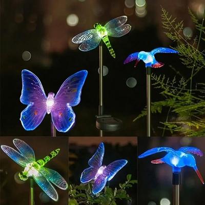 Solarna lampa ogrodowa motyl ważka koliber zewnętrzna solarna lampa wbijana zmieniająca kolor solarna lampa krajobrazowa na trawnik na podwórko