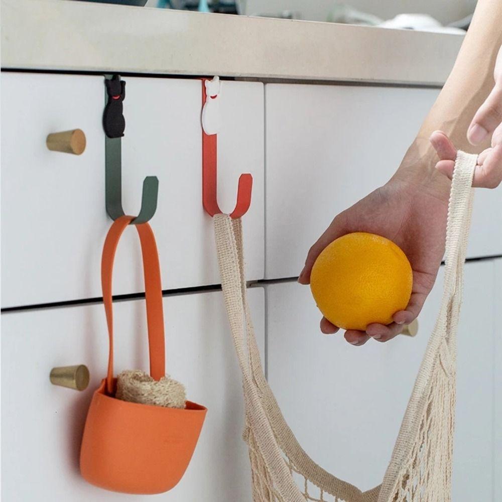 Stainless Steel Cat Kitchen Cabinet Door Cat Shape Cat Storage Hook Drawer Robe Hanger Office
