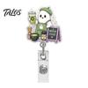 Rotating Badge Reel Halloween Retractable Reel, Ghost Black Cat And Pumpkin Design, Nurse Clip 360 Degree Acrylic ID Holder for Nurses Office