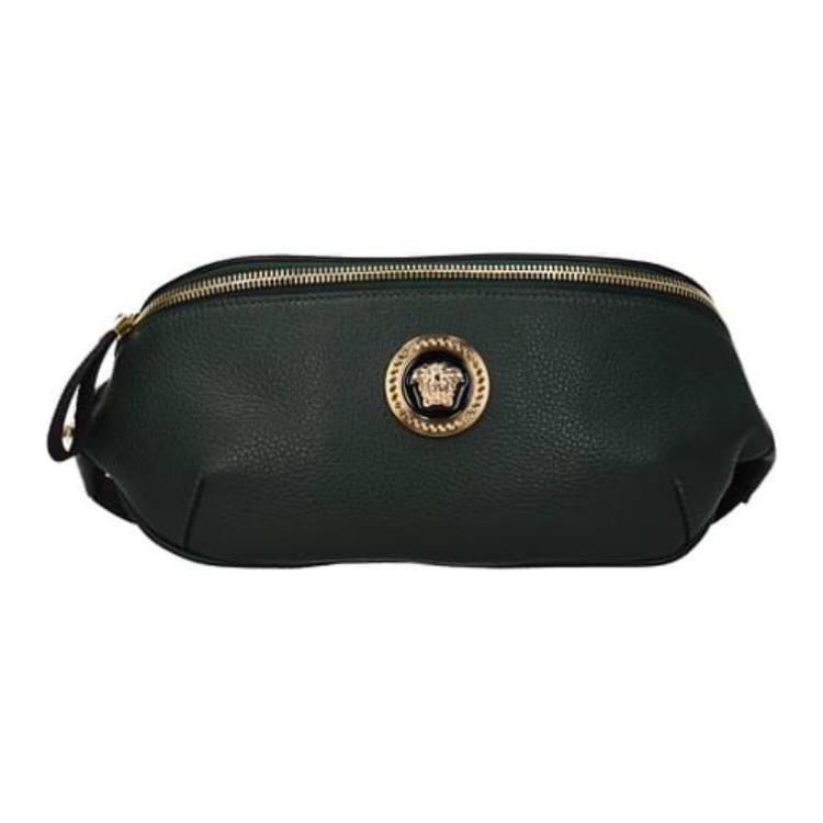 Versace Medusa Head Zipper Leather Shoulder