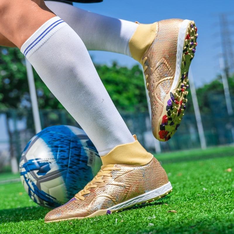 Men's/Women's Soccer Shoes Rubber Soft Sole Short Spikes Artificial Turf Indoor Competition Professional Children's Football Shoes