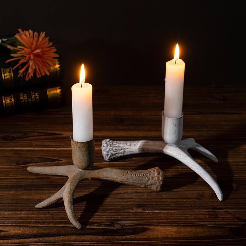 Nuevo Producto Adornos Candelabro Astas Retro Animales Hogar Candelabro de Escritorio Hogar Artesanías Decorativas de Resina