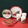 Plaid Print Party Dinnerware Set Car Pattern Disposable Paper Tableware  Navidad
