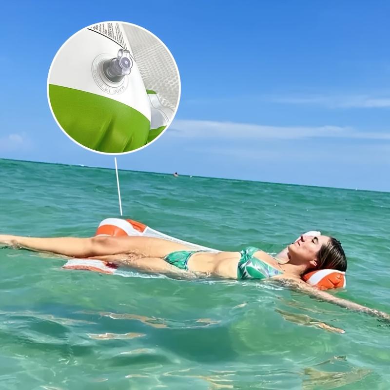 1pc Inflatable Pool Hammock Chair Bed - Portable Foldable Recliner with Air Pump, Two-Tube Striped Floating Lounger for Adults