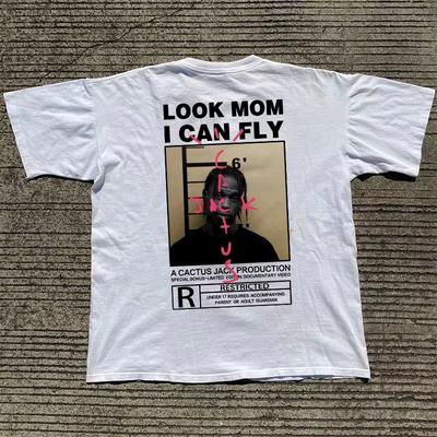 2025 Fashion Trend New Rapper Travis Short Sleeve European and American Hip Hop Rock Couple Simple Loose Cotton Printed T-shirt