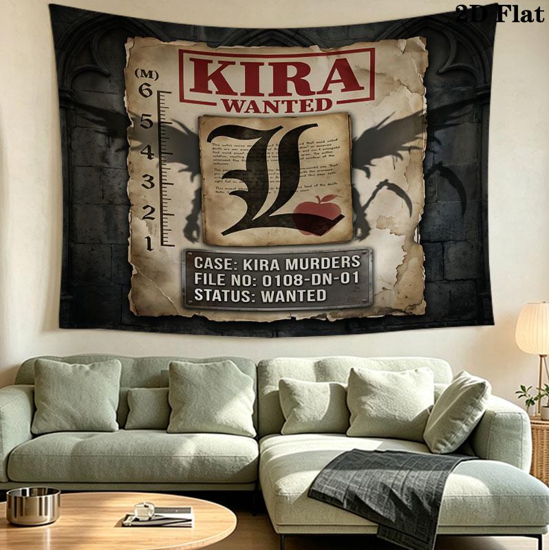 Arazzo da Parete Death Note Appeso Estetico Coperta in Tessuto Stampato Arazzi Decorativi per Camera da Letto Soggiorno Decorazioni per la Casa