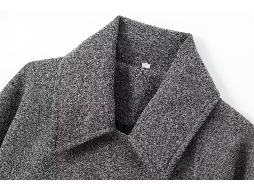 Dámský vlněný kabát evropského a amerického střihu na podzim/zimu 2024