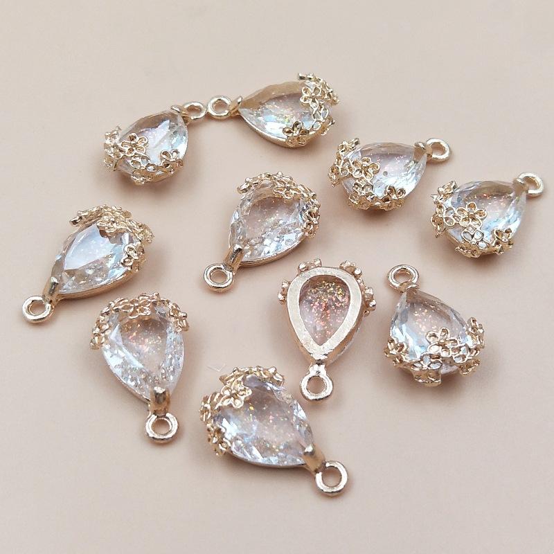 10PCS DIY Necklace Bracelet Earrings Alloy Jewelry Accessories Baroque Crystal Pendant Accessories Charm for DIY Jewelry Making