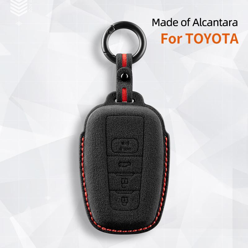 Alcantara For Toyota Rav 4 Xa50 Camry Corolla Suede Car Key Case Shell Remote Cover Keychain Protector Auto Accessories