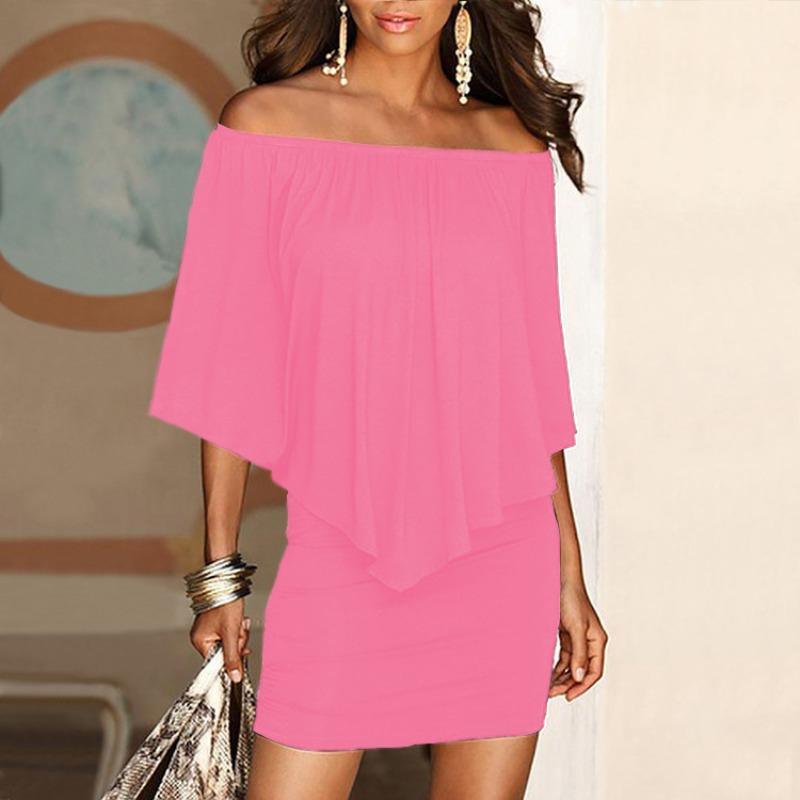 New wish women's dress sexy one-word collar hip skirt