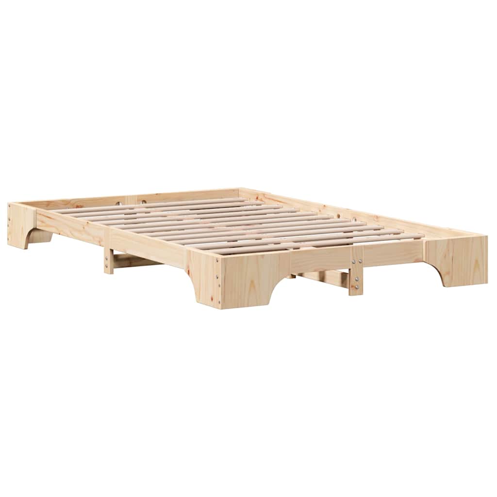 Natural Wooden Bed Frame 120 x 190 cm Solid Pine Wood