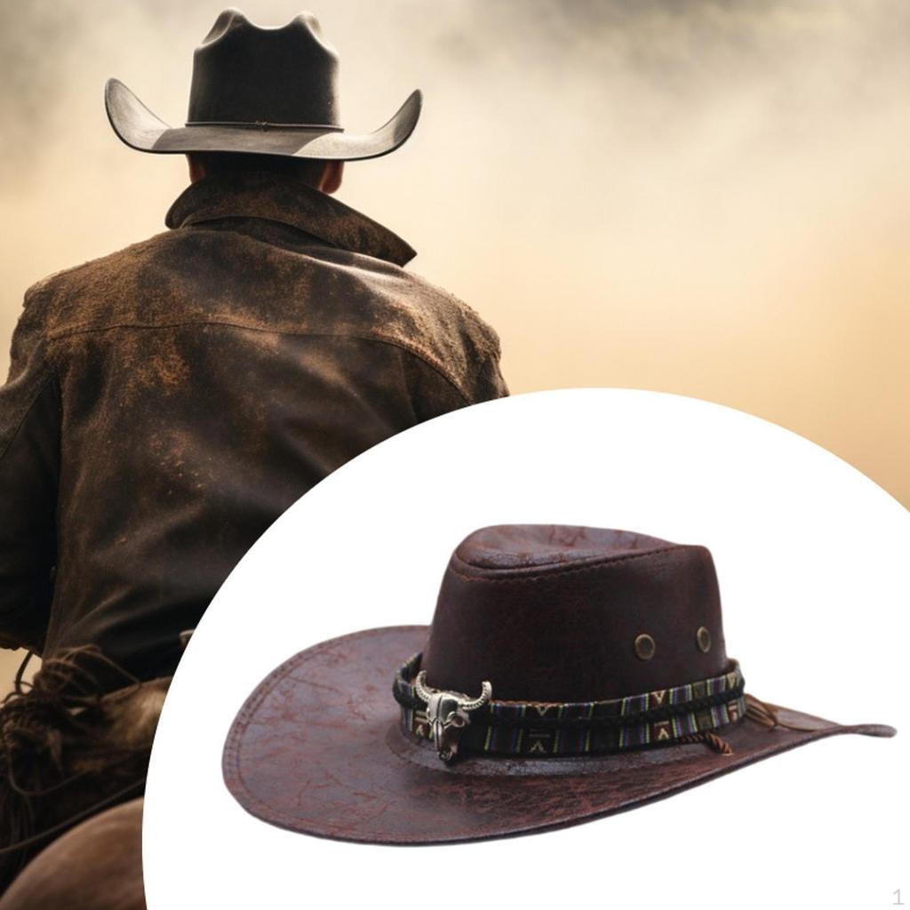 Classic Western Cowboy Hat with Wide Brim for Men's Cosplay