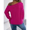 GMXIA Autumn and Winter Casual Solid Color Cut-out Off-the-shoulder Long-sleeved Pullover Sweater for Women